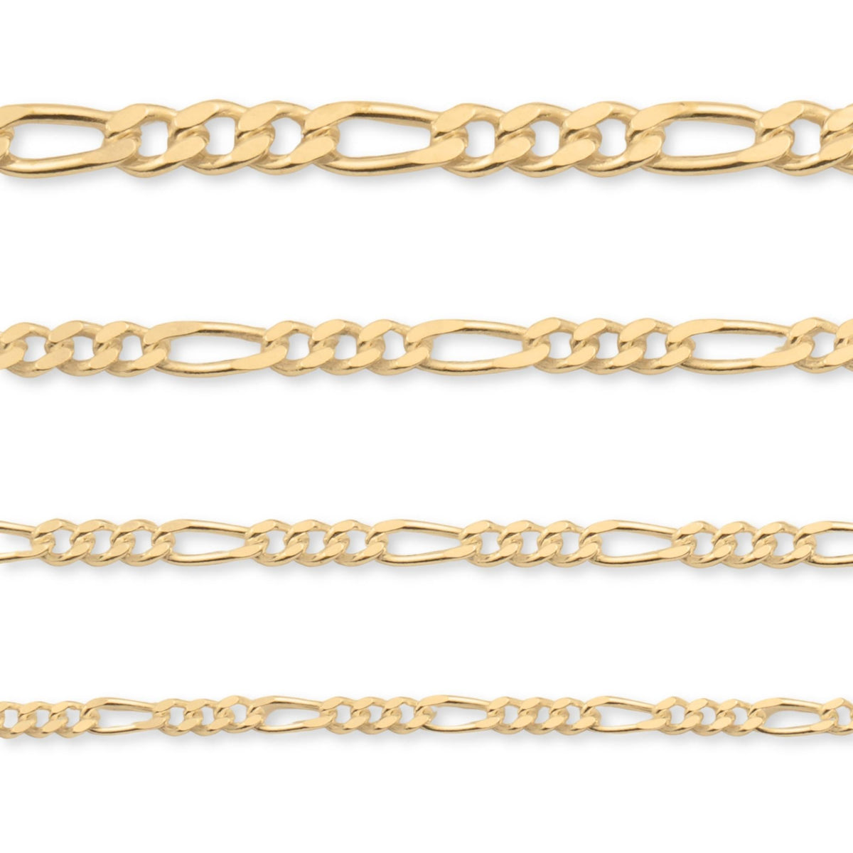 Solid 9ct Yellow Gold Figaro 3:1 Chain Necklace | Custom Lengths 