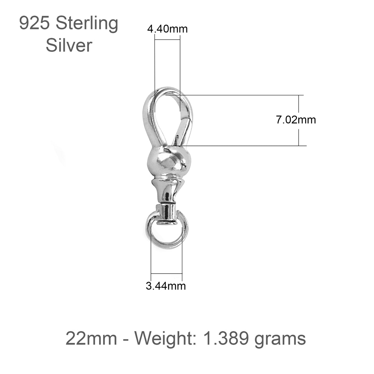 925 Sterling Silver Ball Swivel Clasp Jewellery Supplies Ore Metals