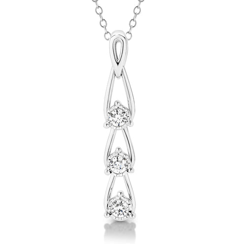 18ct White Gold - 0.27ct Natural SI/GH - Diamond Drop Necklace