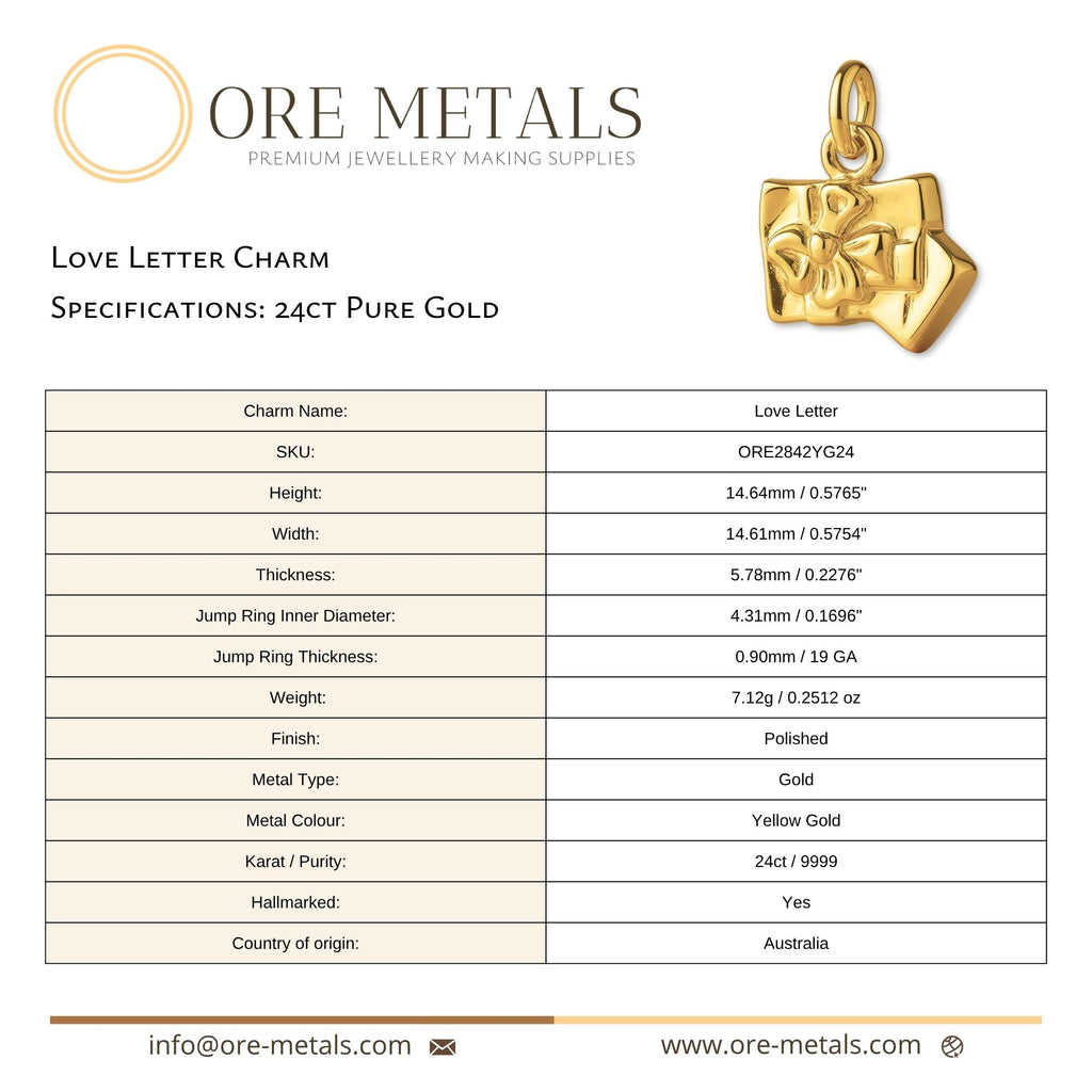 24ct Pure Gold - Love Letter Charm