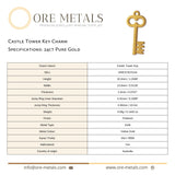 24ct Pure Gold - Castle Tower Key Charm