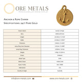 24ct Pure Gold - Anchor & Rope Charm
