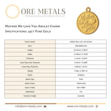 24ct Pure Gold - Mother We Love You Amulet Charm