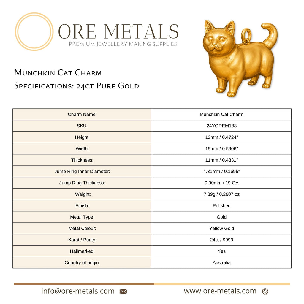 24ct Pure Gold - Munchkin Cat Charm