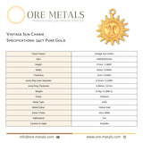 24ct Pure Gold - Vintage Sun Face Charm