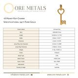 24ct Pure Gold - 18 Heart Key Charm