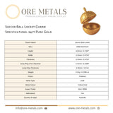 24ct Pure Gold - Soccer Ball Locket Charm