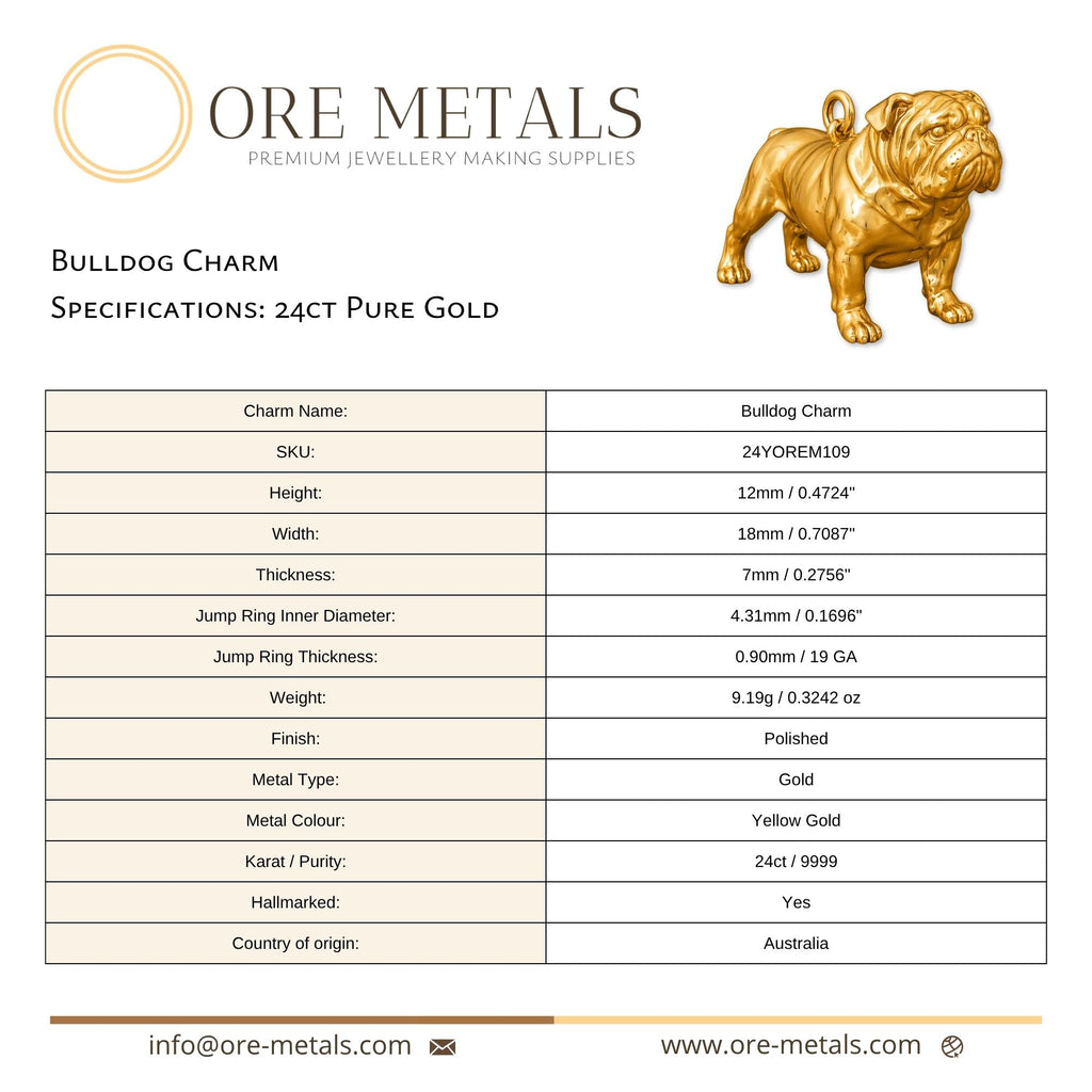 24ct Pure Gold - Bulldog Charm