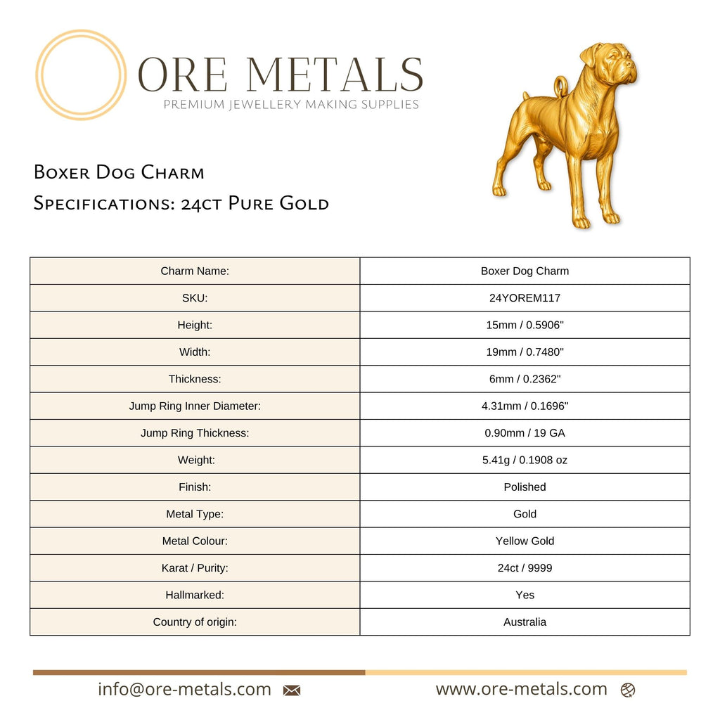 24ct Pure Gold - Boxer Dog Charm