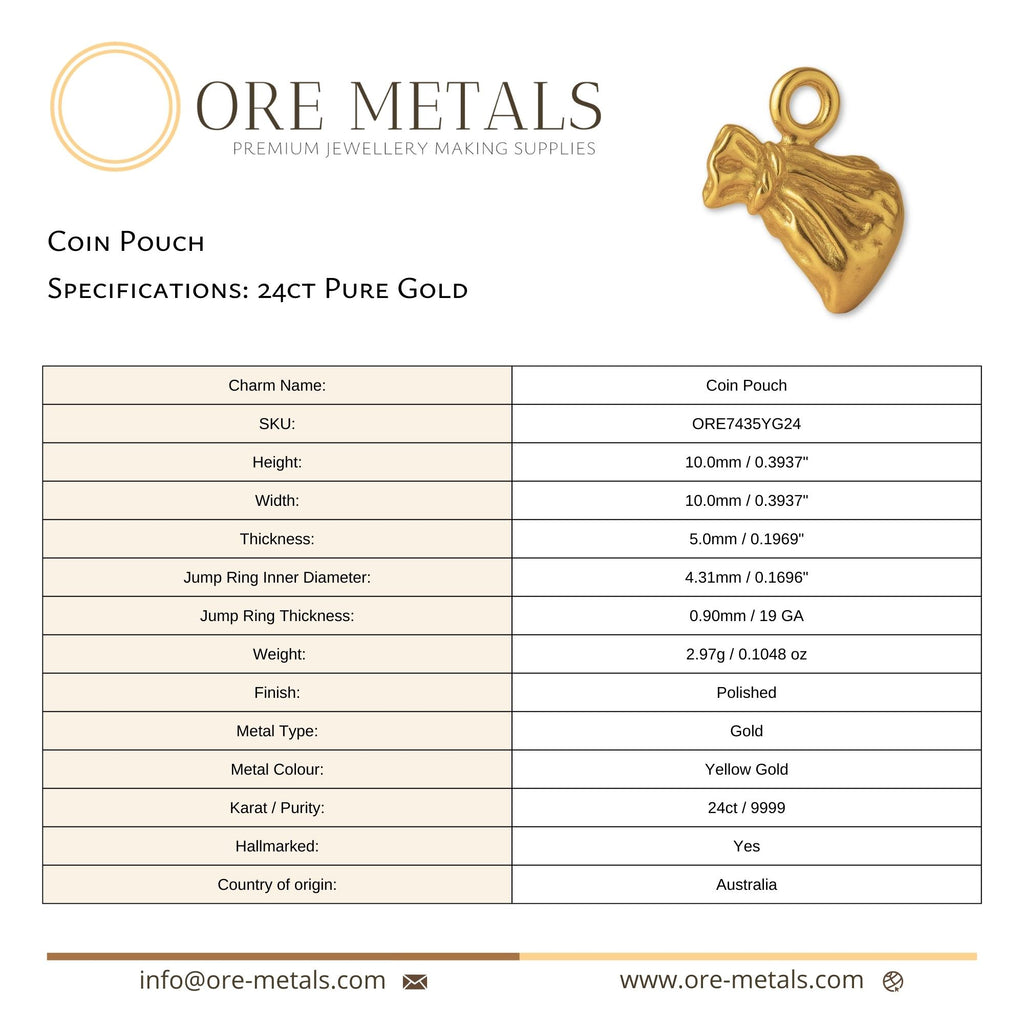 24ct Pure Gold - Coin Pouch Charm