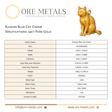 24ct Pure Gold - Russian Blue Cat Charm