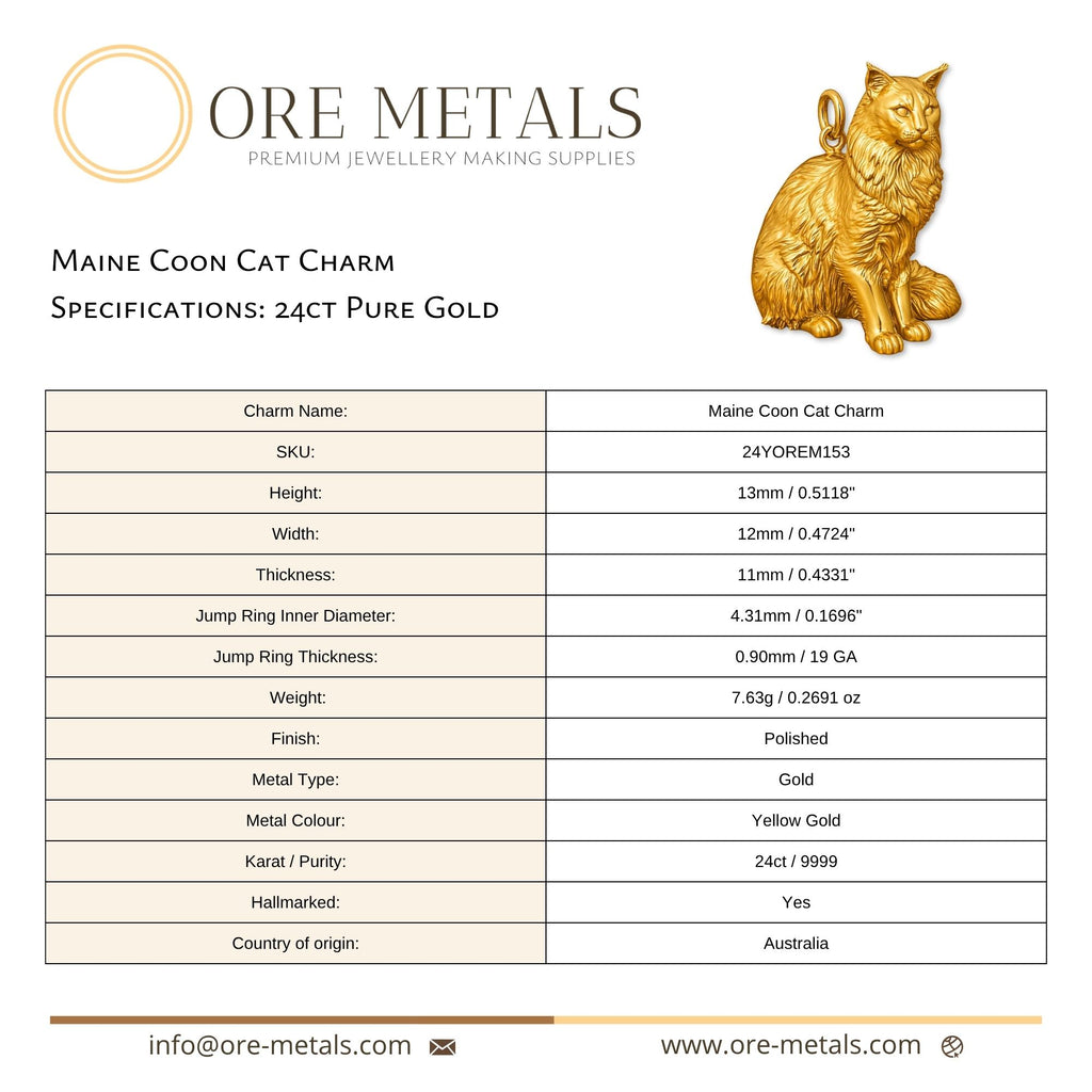 24ct Pure Gold - Maine Coon Cat Charm
