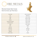 24ct Pure Gold - Western Cowboy Boot Charm