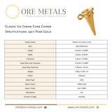 24ct Pure Gold - Classic Ice Cream Cone Charm