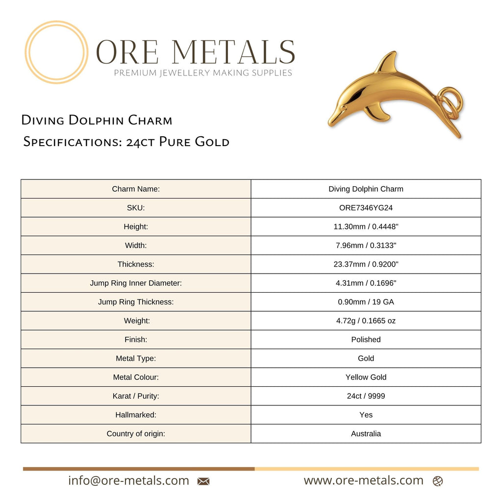 24ct Pure Gold - Diving Dolphin Charm