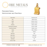 24ct Pure Gold - Parchment Scroll Charm