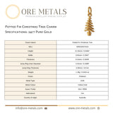 24ct Pure Gold - Potted Fir Christmas Tree Charm