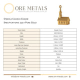 24ct Pure Gold - Steeple Church Charm