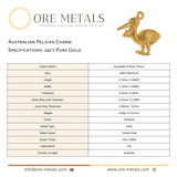24ct Pure Gold - Australian Pelican Charm