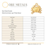 24ct Pure Gold - Sea Crab Charm