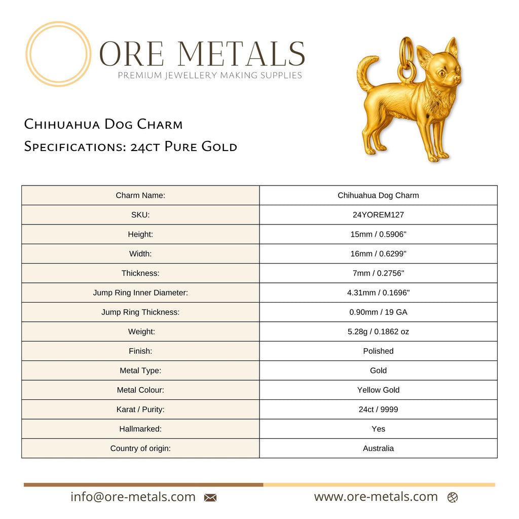 24ct Pure Gold - Chihuahua Dog Charm