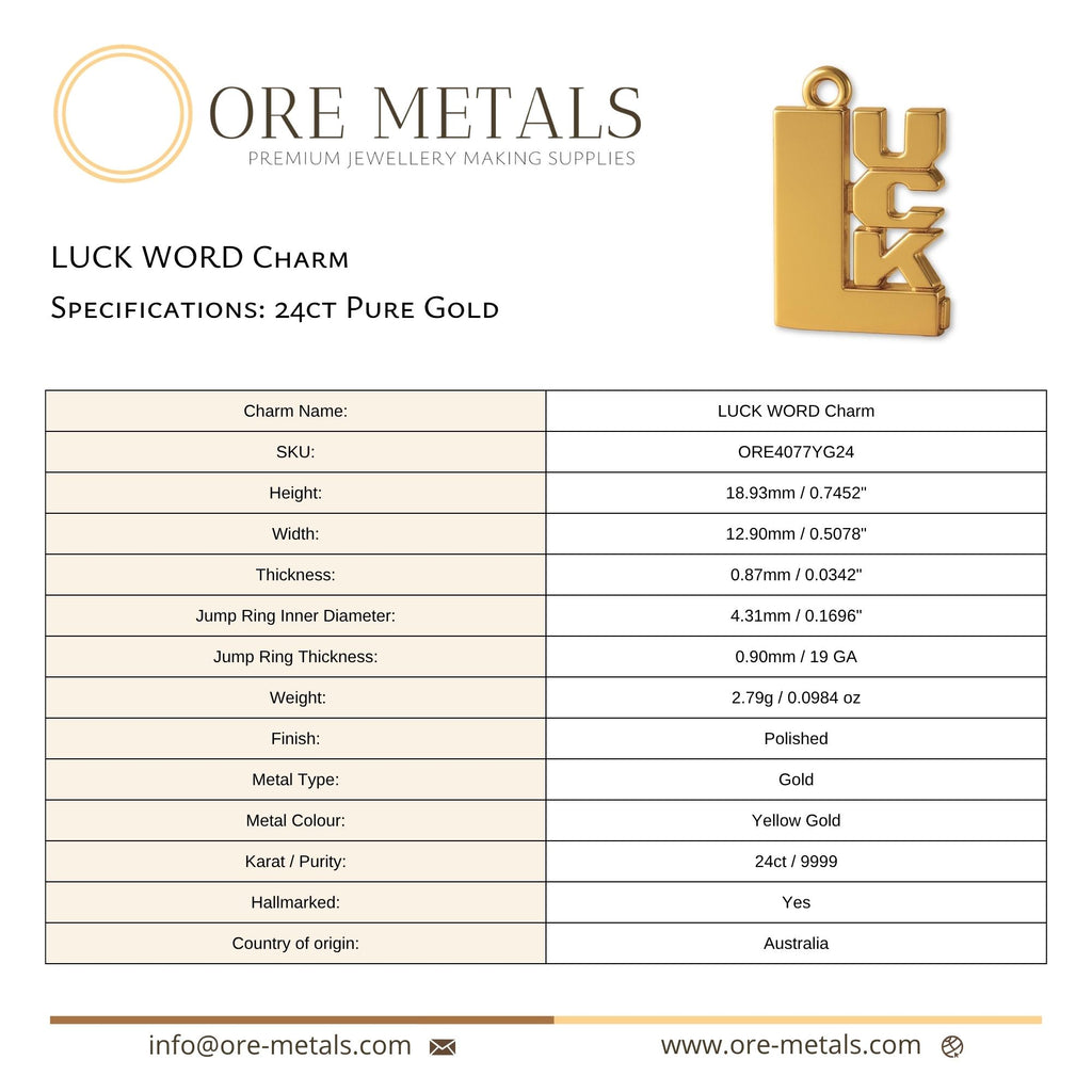 24ct Pure Gold - LUCK Charm