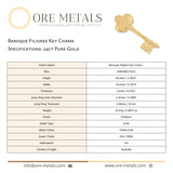 24ct Pure Gold - Baroque Filigree Key Charm