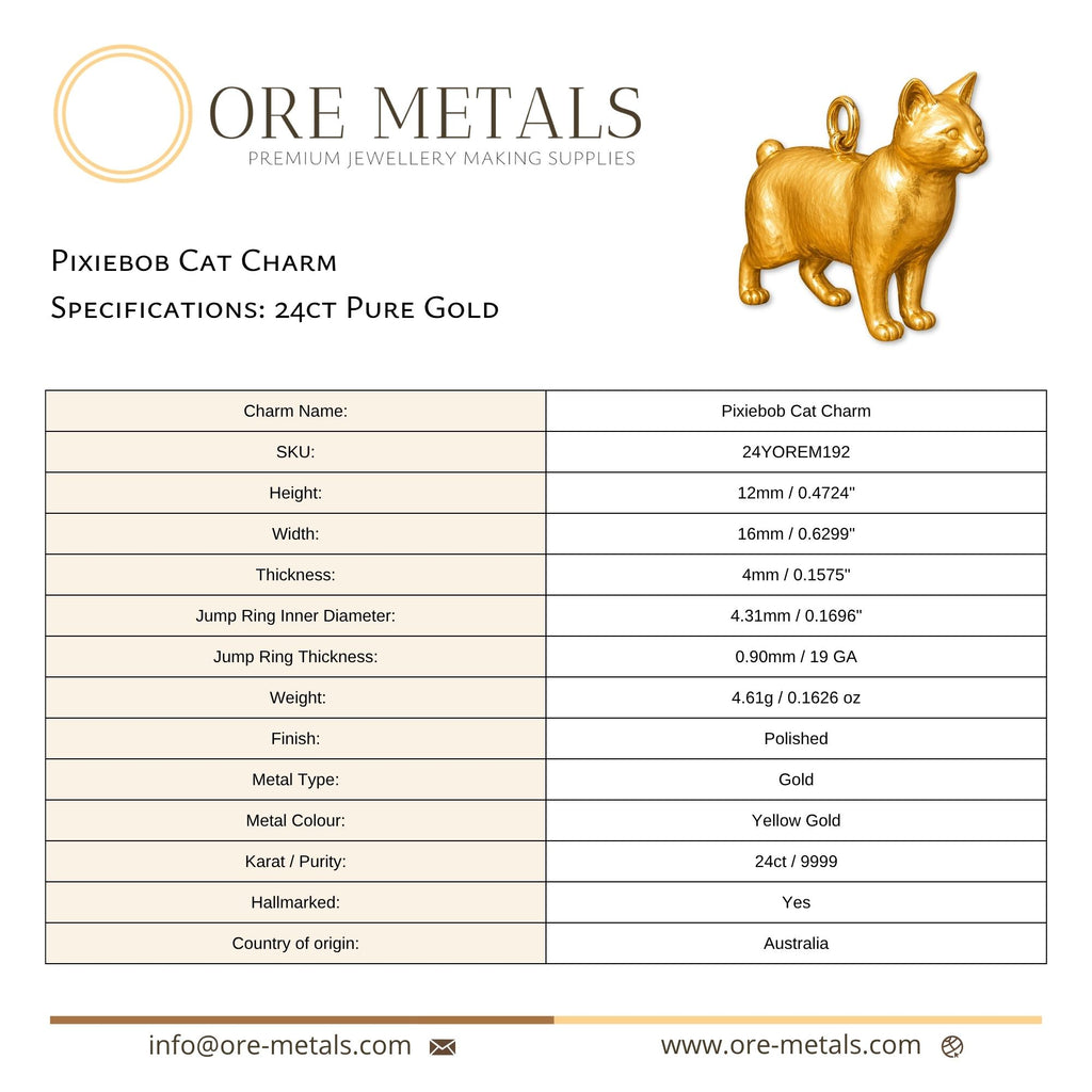 24ct Pure Gold - Pixiebob Cat Charm
