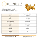 24ct Pure Gold - Basset Hound Dog Charm