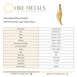 24ct Pure Gold - Feathered Wing Charm