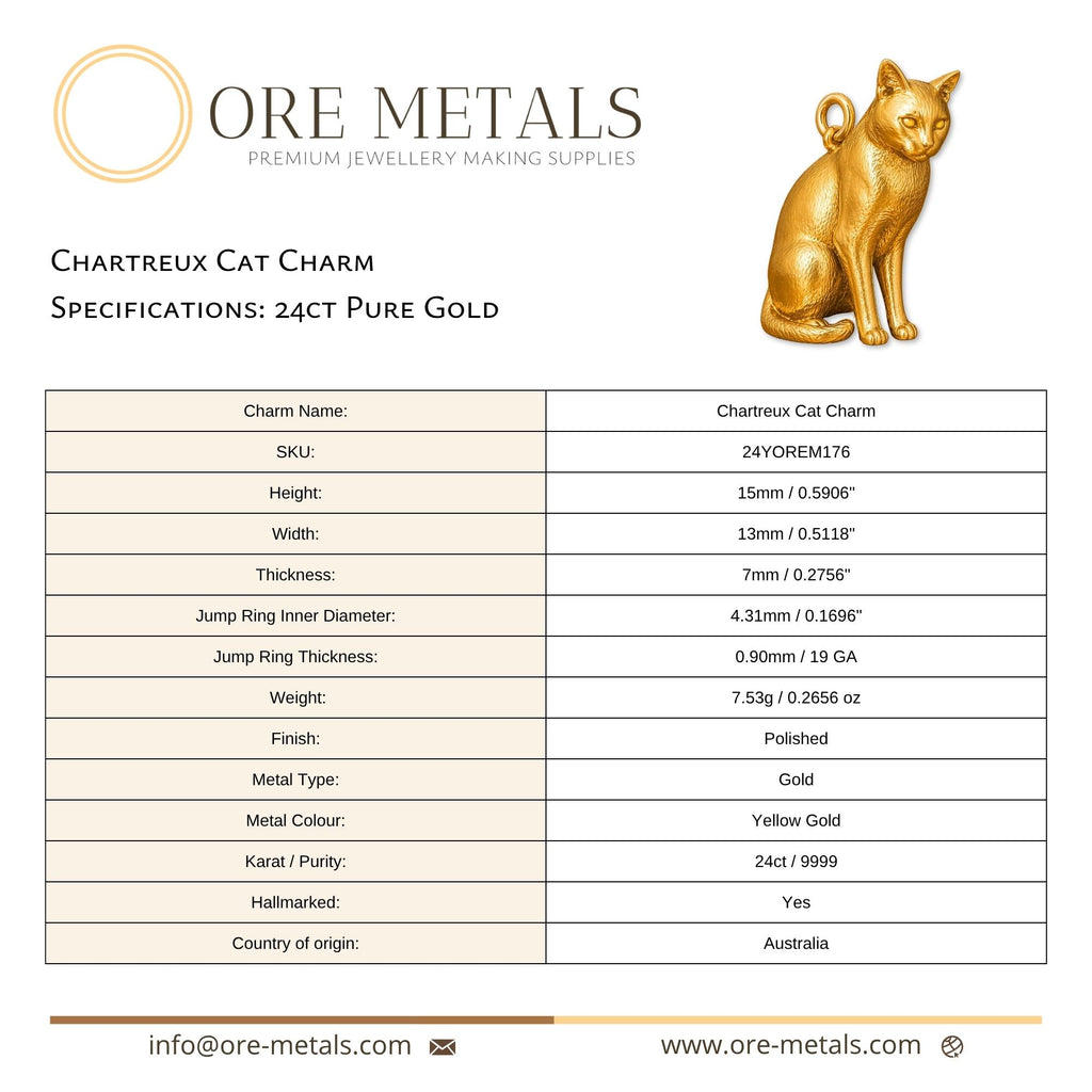 24ct Pure Gold - Chartreux Cat Charm