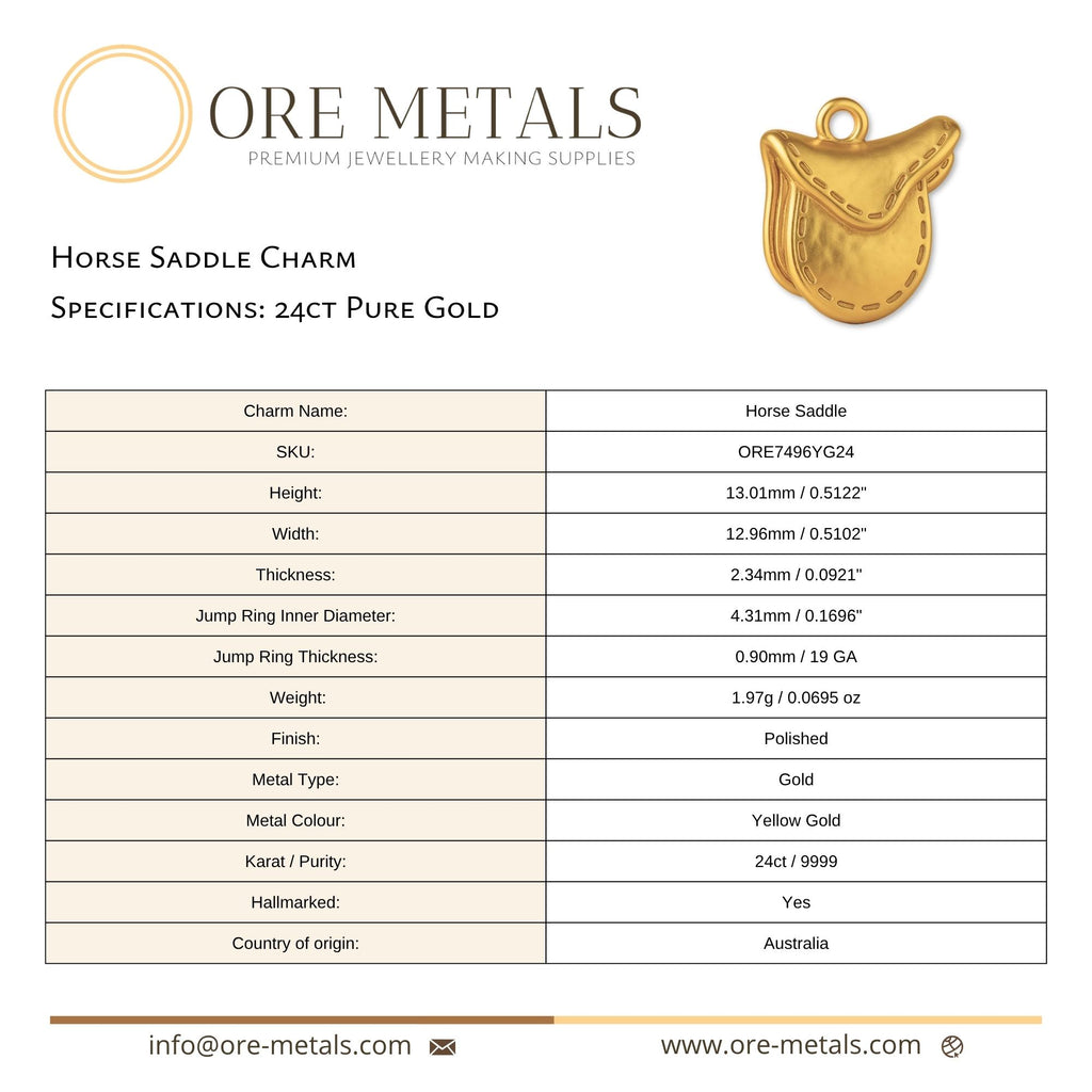 24ct Pure Gold - Horse Saddle Charm