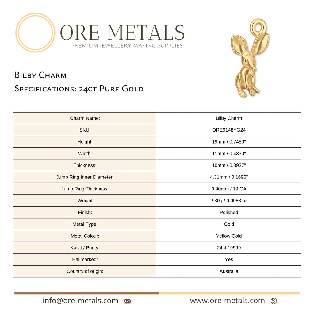 24ct Pure Gold - Bilby Charm