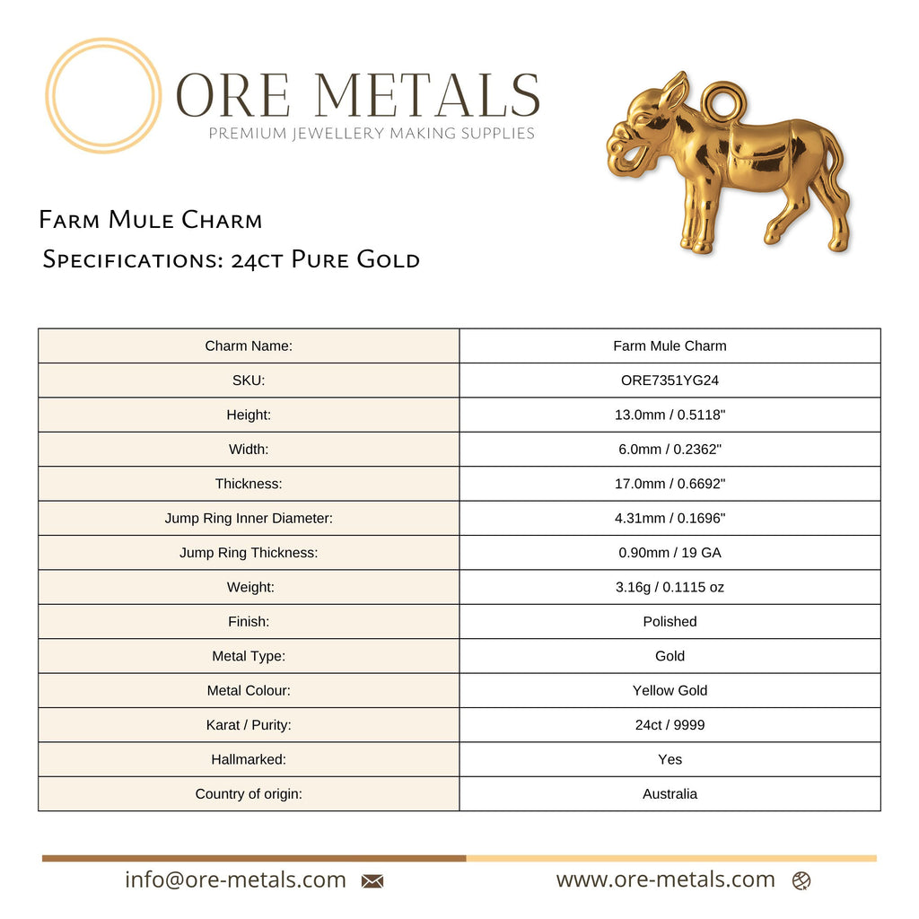 24ct Pure Gold - Farm Mule Charm