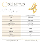 24ct Pure Gold - Horse Chinese Zodiac Charm