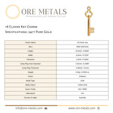 24ct Pure Gold - 18 Clover Key Charm