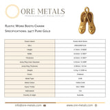 24ct Pure Gold - Rustic Work Boots Charm