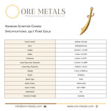 24ct Pure Gold - Arabian Scimitar Charm