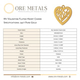 24ct Pure Gold - My Valentine Fluted Heart Charm