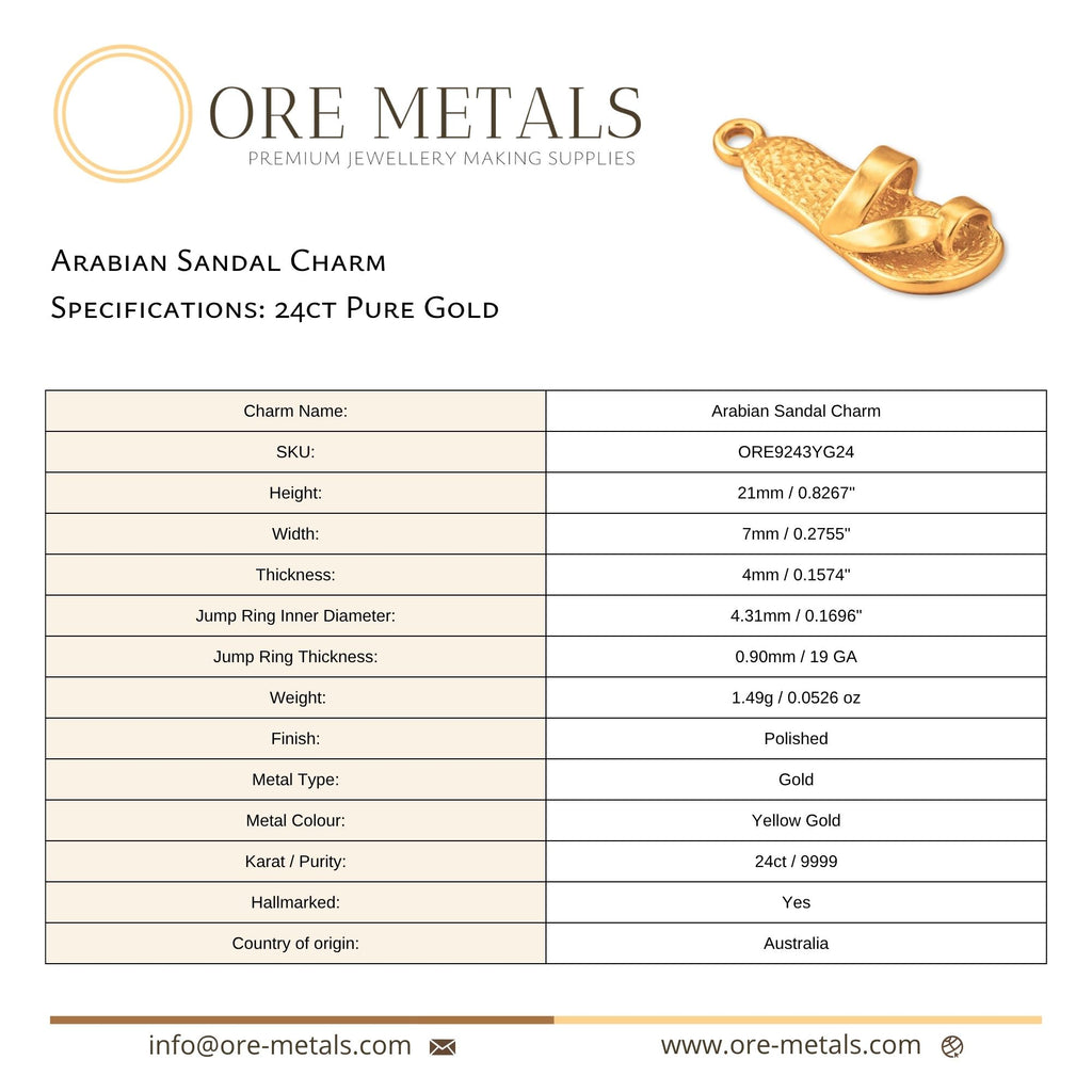 24ct Pure Gold - Arabian Sandal Charm