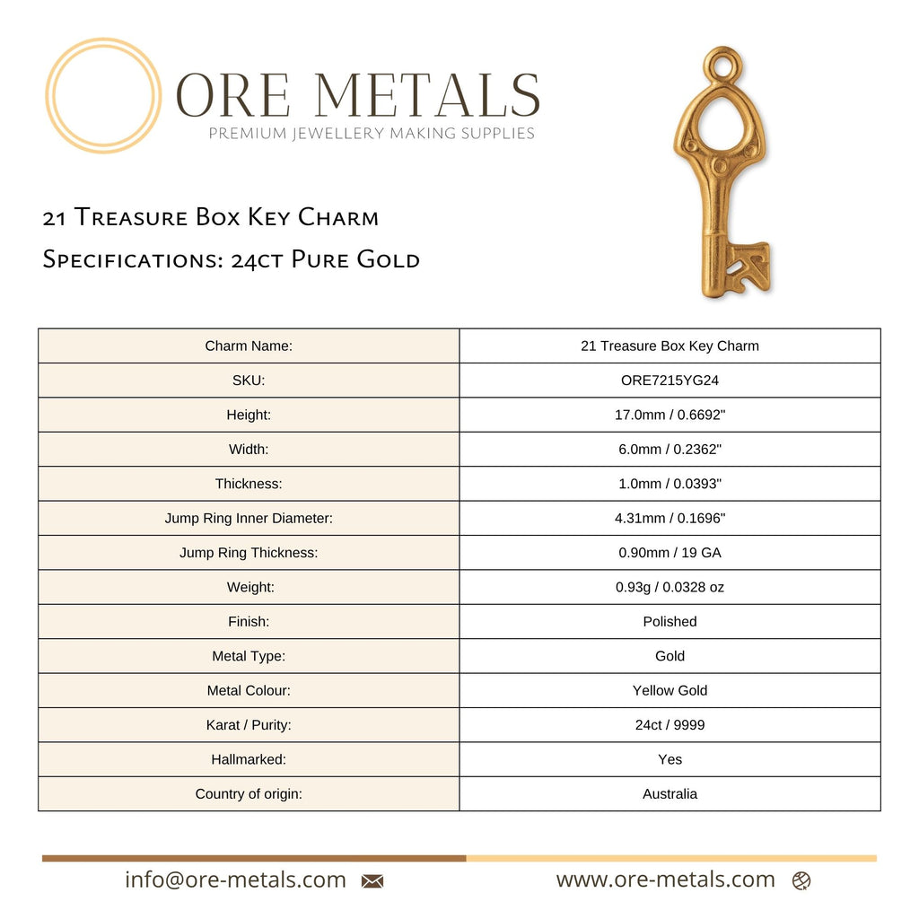 24ct Pure Gold - Openwork 21 House Key Charm