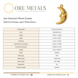 24ct Pure Gold - Sad Crescent Moon Charm