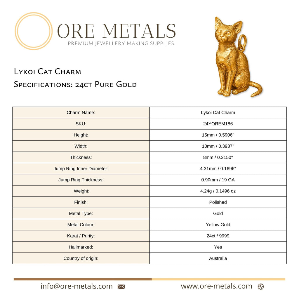 24ct Pure Gold - Lykoi Cat Charm