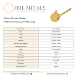 24ct Pure Gold - Tennis Racket Charm