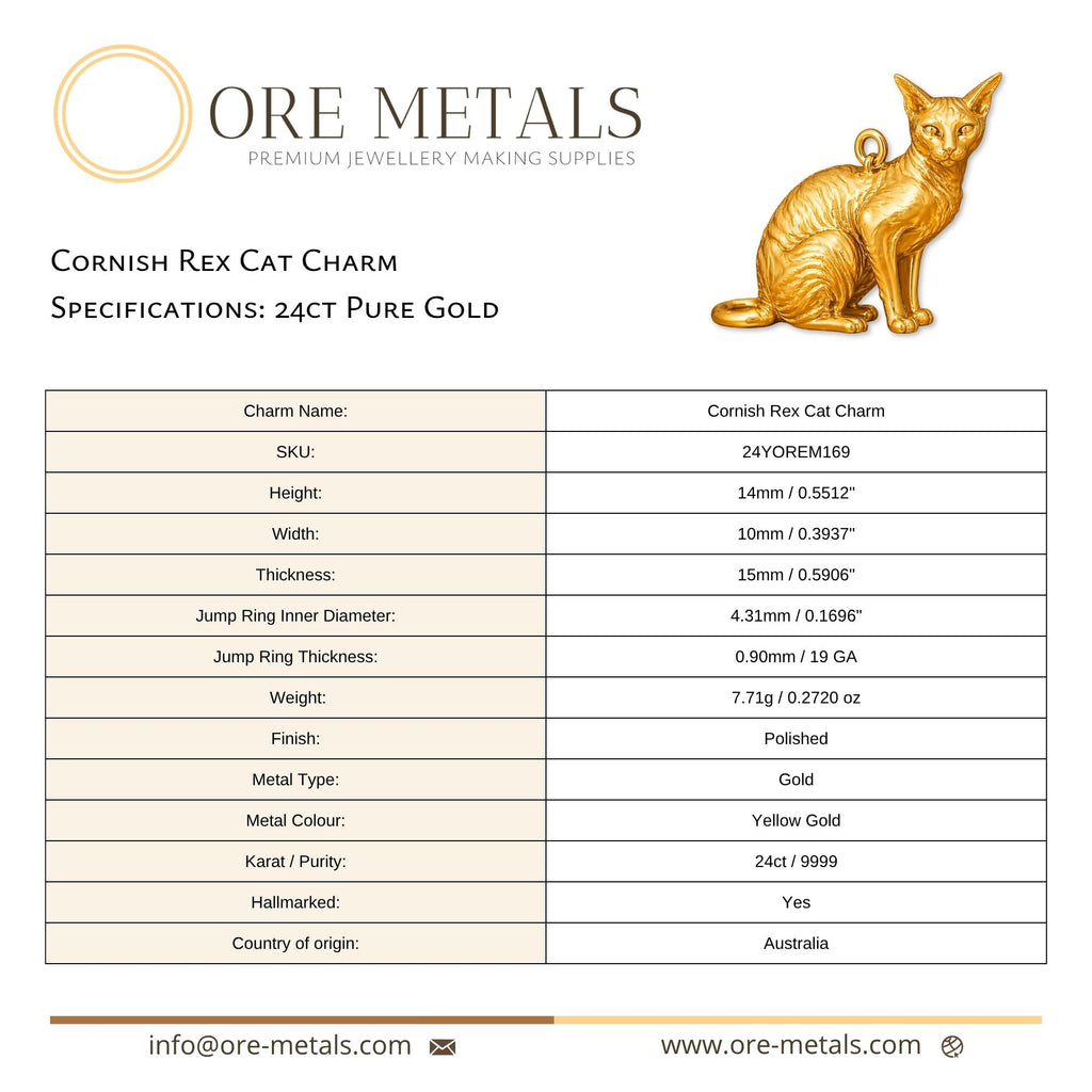 24ct Pure Gold - Cornish Rex Cat Charm
