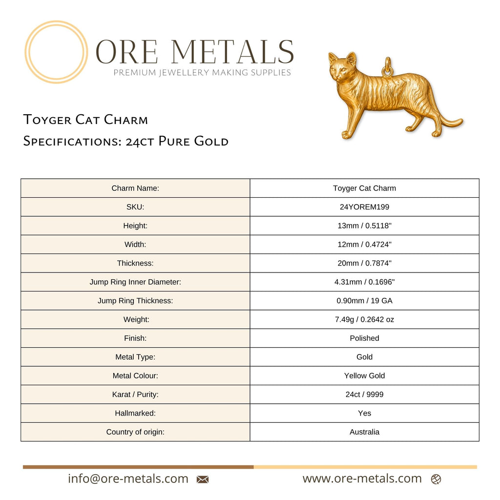 24ct Pure Gold - Toyger Cat Charm