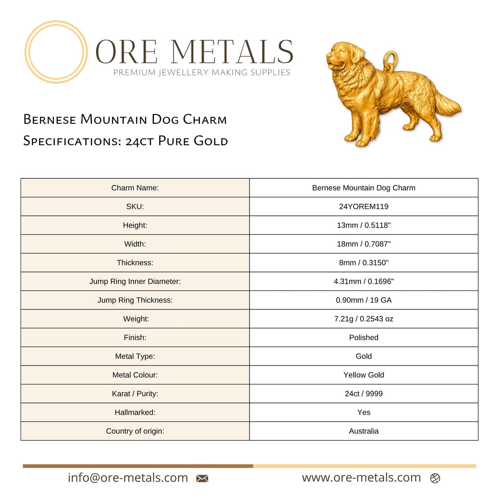 24ct Pure Gold - Bernese Mountain Dog Charm