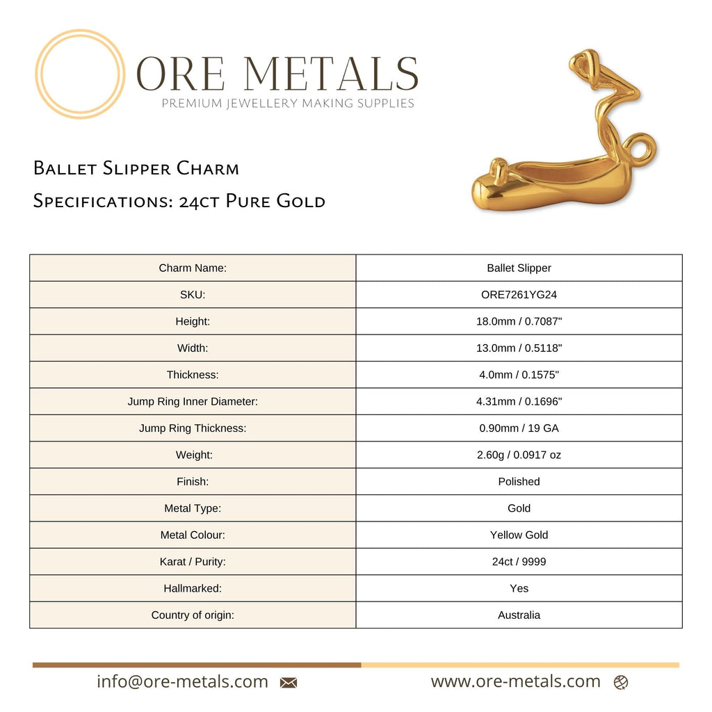 24ct Pure Gold - Ballet Slipper Charm