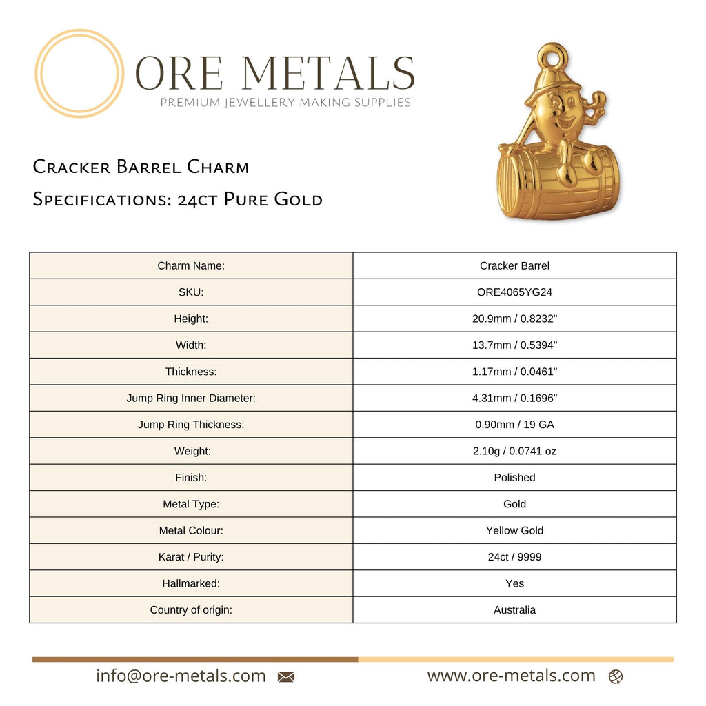 24ct Pure Gold - Cracker Barrel Charm