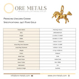 24ct Pure Gold - Prancing Unicorn Charm